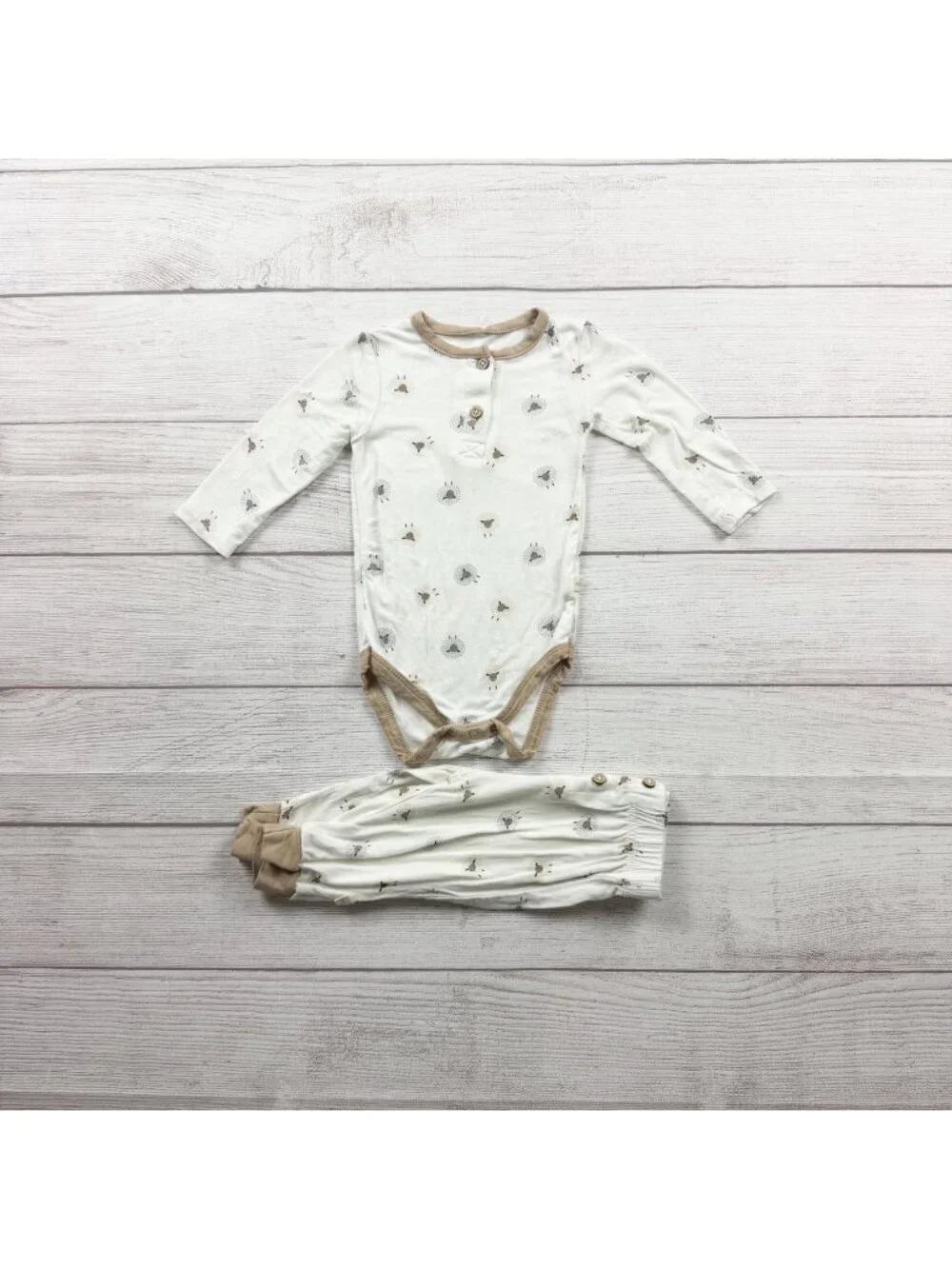 Milkberry Baby 2-Piece Outfit Long Sleeve Bodysuit Pants Sheep Print 3-6 Months